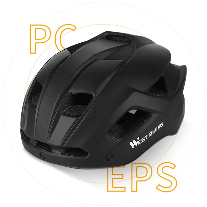 WEST BIKING Cycling Safety Helmet Outdoor Motorcycle Bicycle Removable Taillight Helmet Lens Visor Goggles - Black - 5