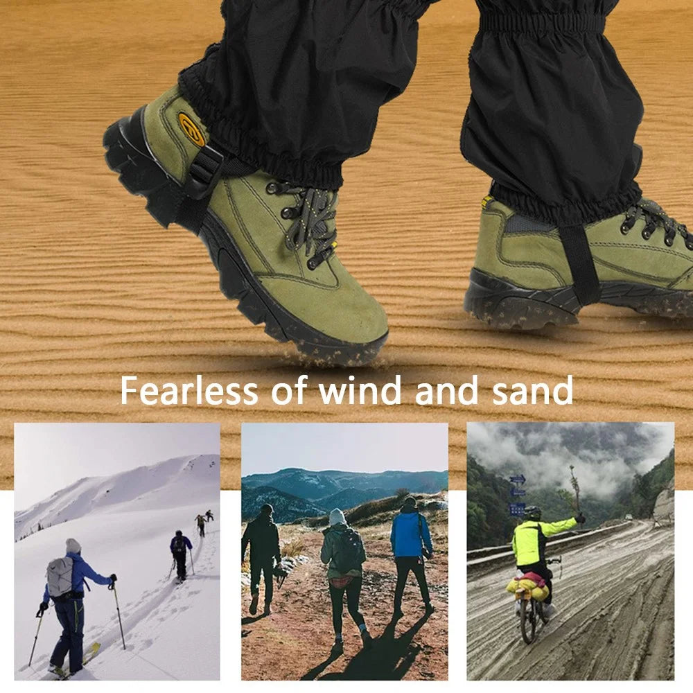 AOTU 1 Pair Anti-slip TPE+Manganese Steel Crampons + 210D Oxford Cloth Leg Gaiters Snow Walking Shoes Accessories - 3