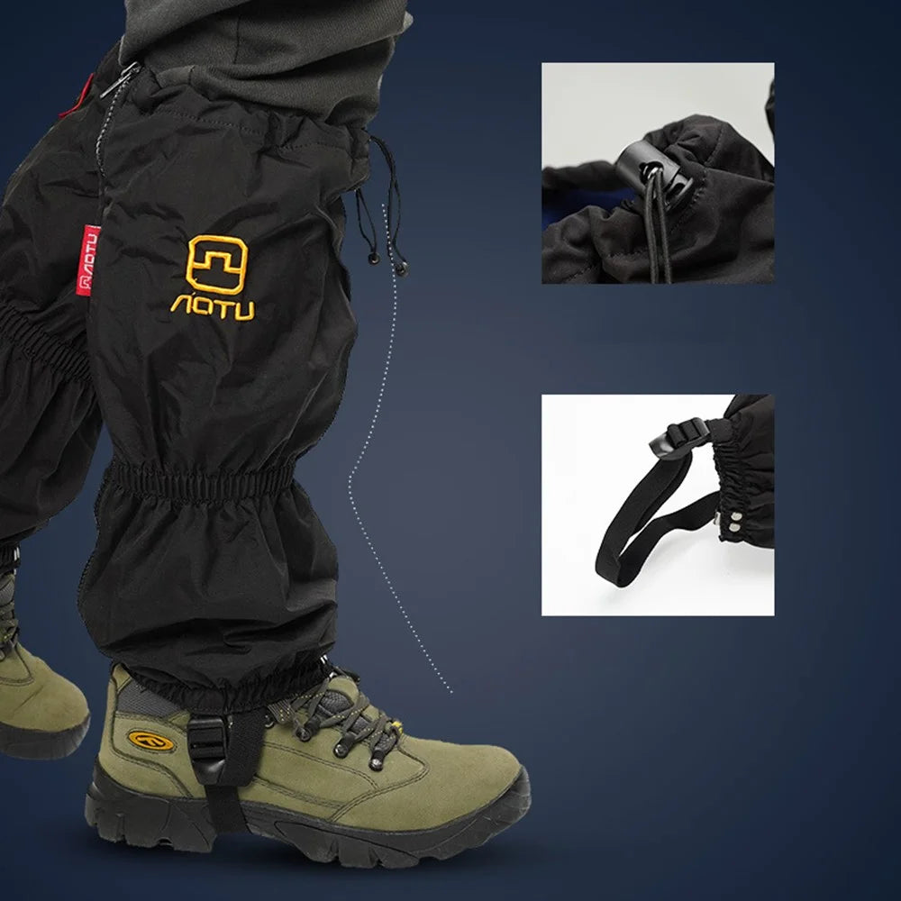 AOTU 1 Pair Anti-slip TPE+Manganese Steel Crampons + 210D Oxford Cloth Leg Gaiters Snow Walking Shoes Accessories - 4