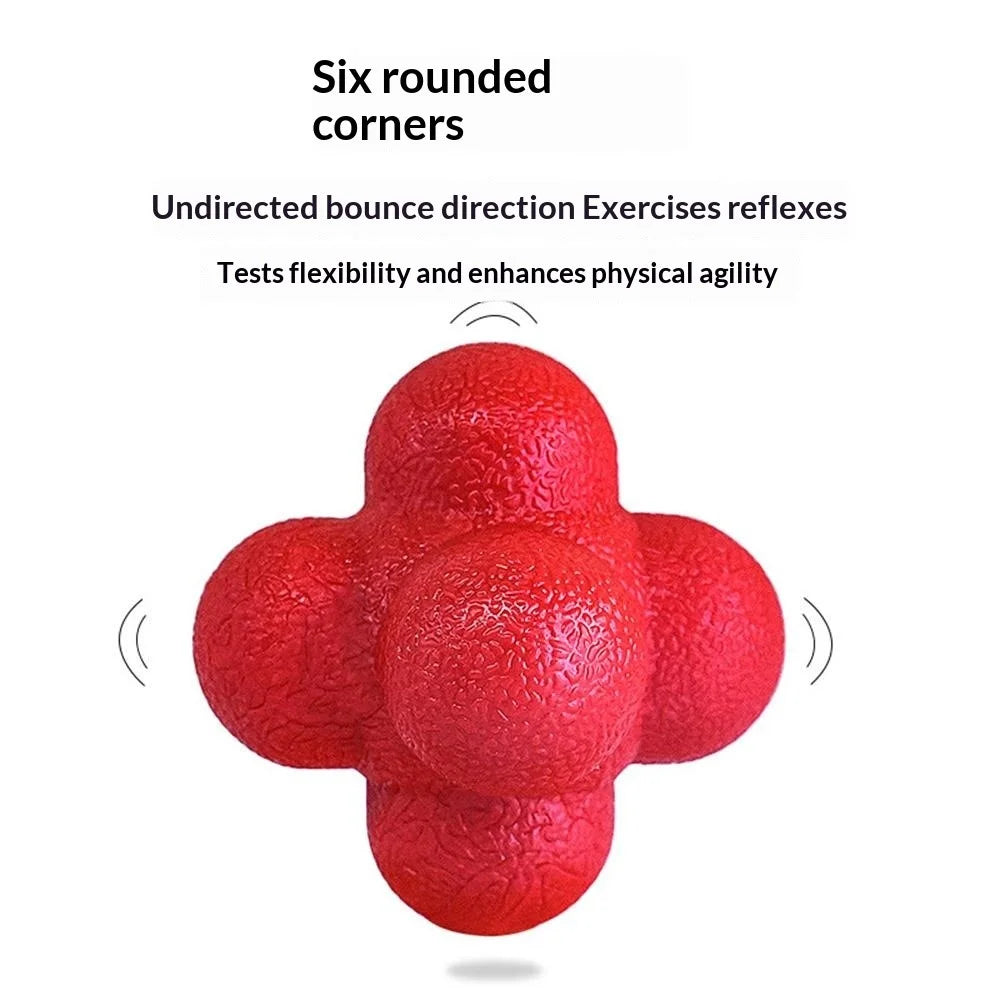 5.5cm Hexagonal Reaction Ball High Bounce TPR Ball Outdoor Sports Toy for Agility Game - Red - 2