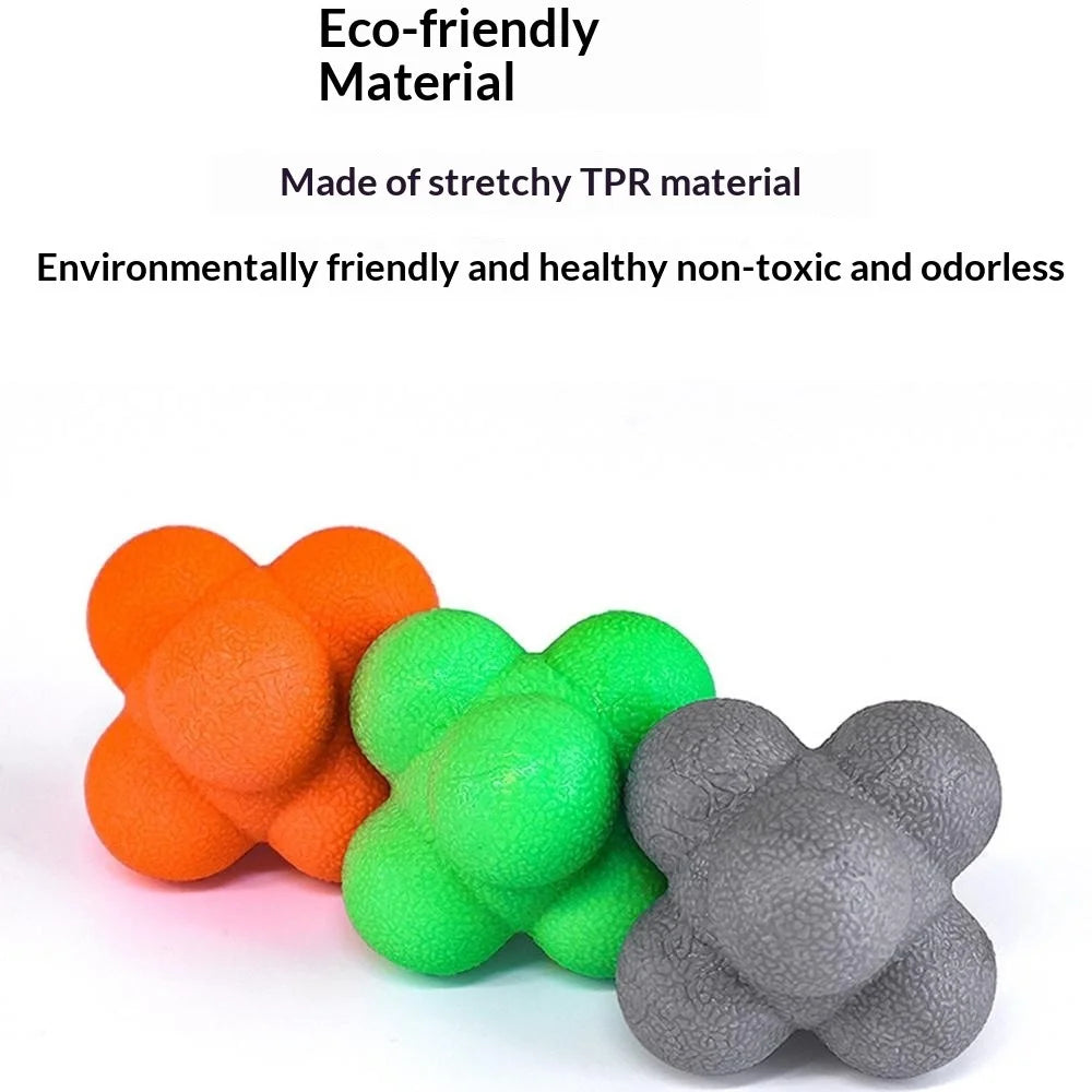5.5cm Hexagonal Reaction Ball High Bounce TPR Ball Outdoor Sports Toy for Agility Game - Red - 6