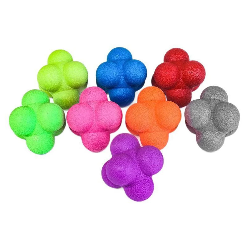 5.5cm Hexagonal Reaction Ball High Bounce TPR Ball Outdoor Sports Toy for Agility Game - Red - 7