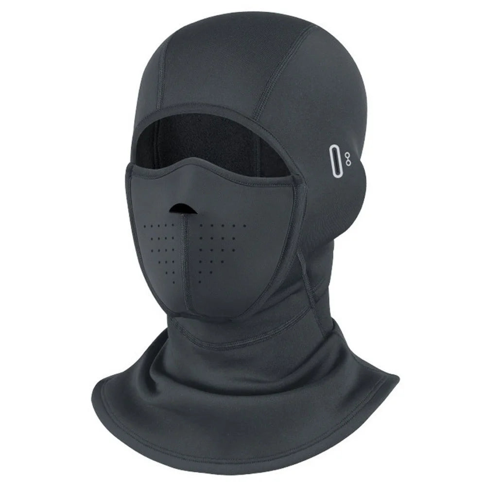 Magnetic Ski Face Mask Fleece Liner Windproof Balaclava Hood for Winter Cycling Skiing - Black - 1