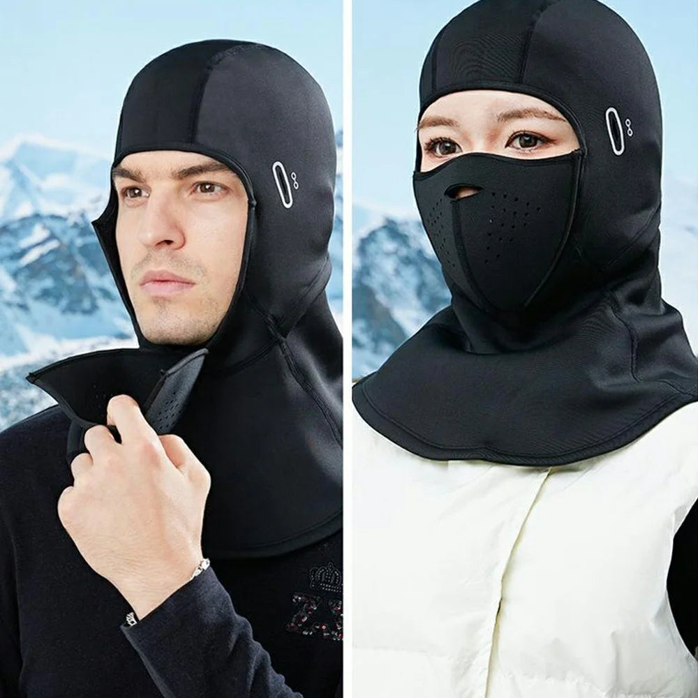 Magnetic Ski Face Mask Fleece Liner Windproof Balaclava Hood for Winter Cycling Skiing - Black - 4