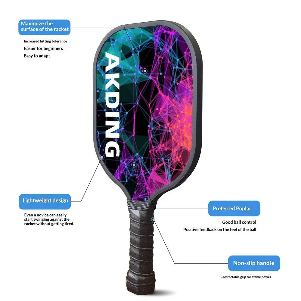 Poplar Wood Pickleball Paddle Set Lightweight Non-slip Handle with 2Balls and Storage Bag for Adult Kids - Vast Universe - 4
