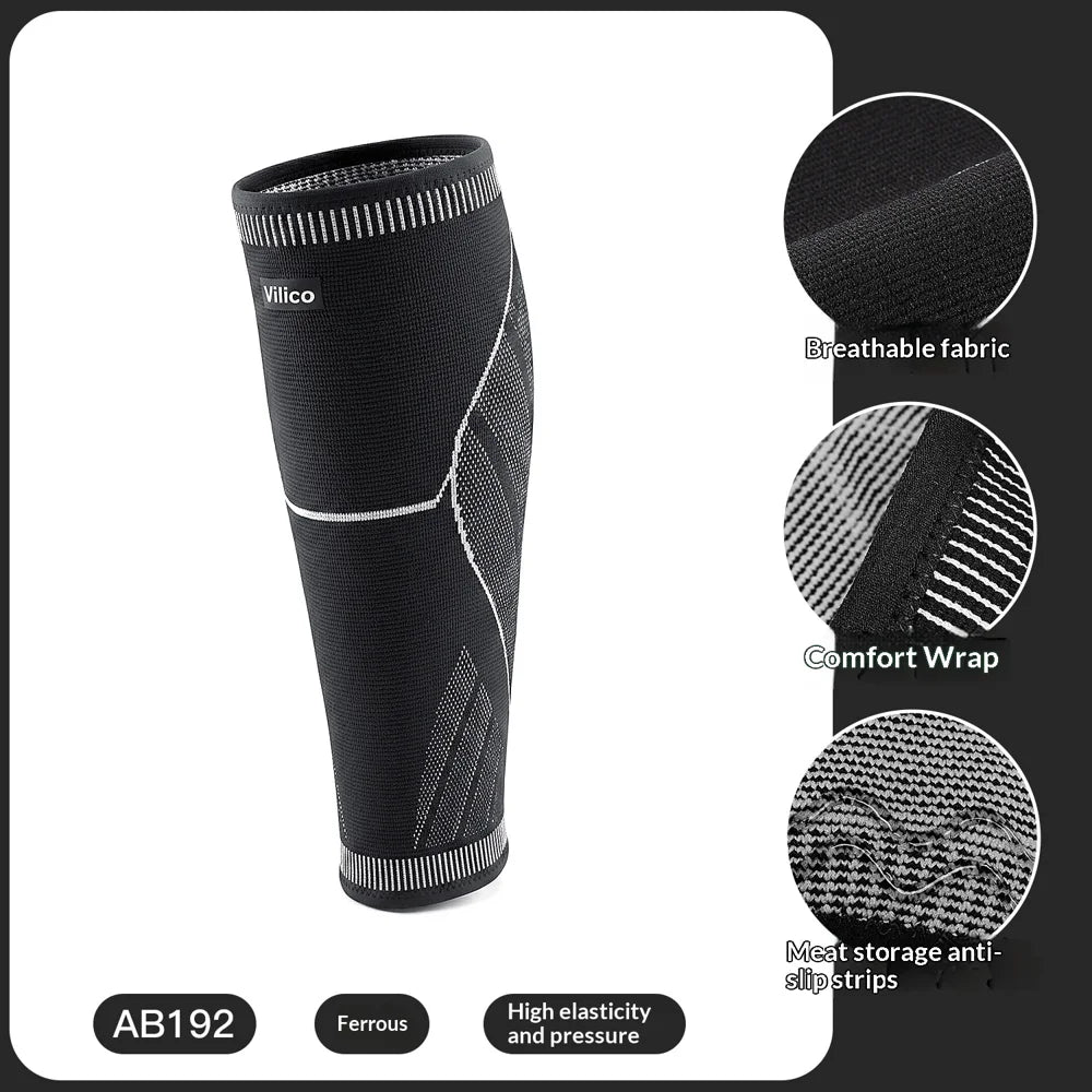 VILICO AB192 1Pc Calf Compression Sleeve Anti-Collision Leg Guard for Running Football Basketball - Black/M - 2