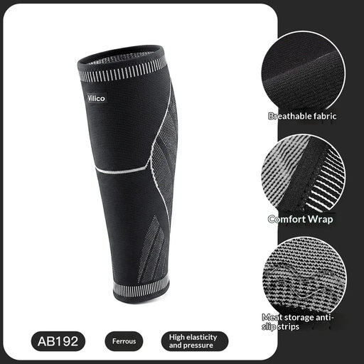 VILICO AB192 1Pc Calf Compression Sleeve Anti-Collision Leg Guard for Running Football Basketball - Black/M - 2