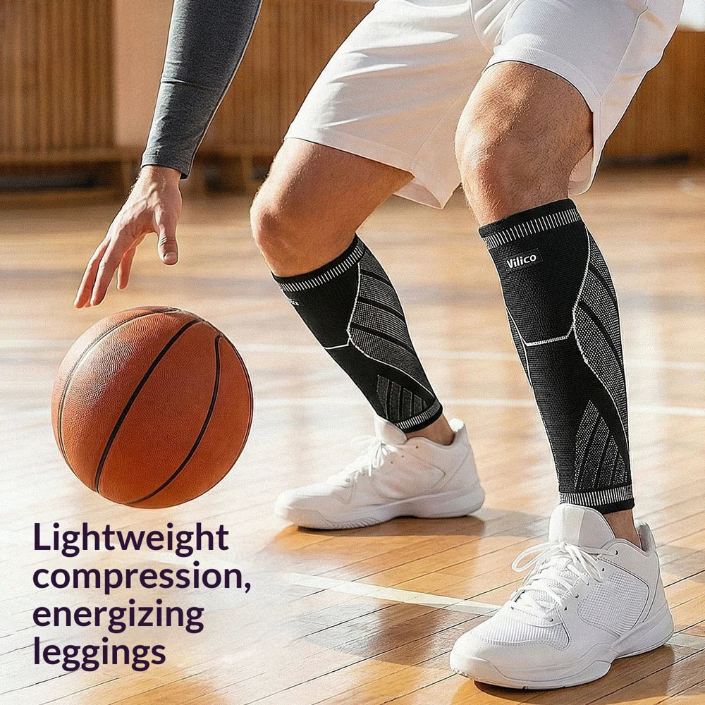 VILICO AB192 1Pc Calf Compression Sleeve Anti-Collision Leg Guard for Running Football Basketball - Black/M - 3