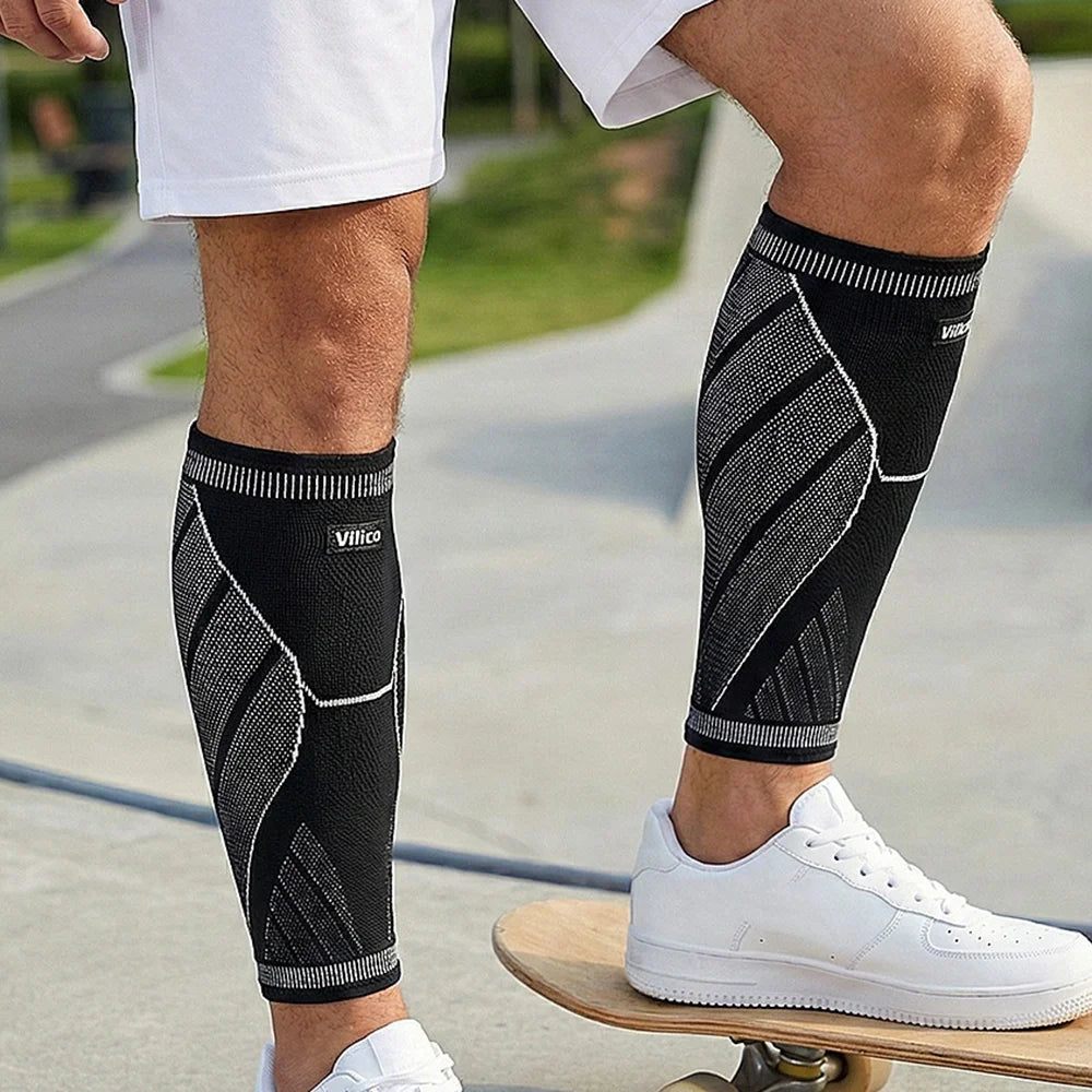 VILICO AB192 1Pc Calf Compression Sleeve Anti-Collision Leg Guard for Running Football Basketball - Black/M - 6