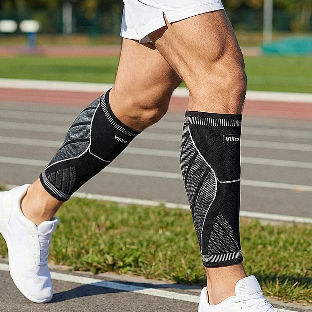 VILICO AB192 1Pc Calf Compression Sleeve Anti-Collision Leg Guard for Running Football Basketball - Black/M - 7
