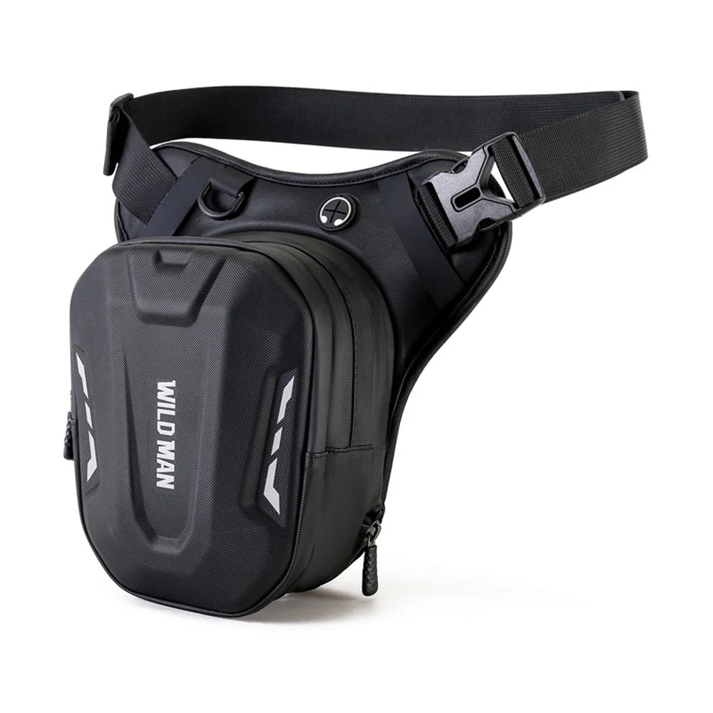 WILD MAN L1 Motorcycle Leg Bag 3L Hard Shell Waist Pack Tactical Thigh Bag for Cycling Riding - Black - 1