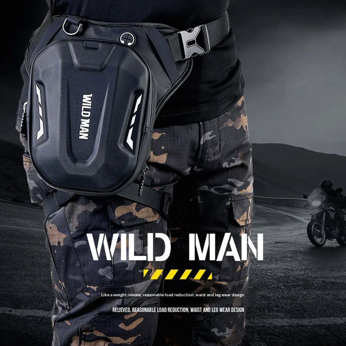 WILD MAN L1 Motorcycle Leg Bag 3L Hard Shell Waist Pack Tactical Thigh Bag for Cycling Riding - Black - 5