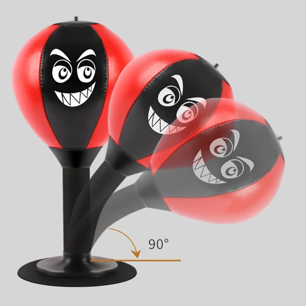 AIBEIJIAN Desktop PU Leather Punching Speed Ball Kids Adult Stress Relief Boxing Punch Ball - Black+Red - 2