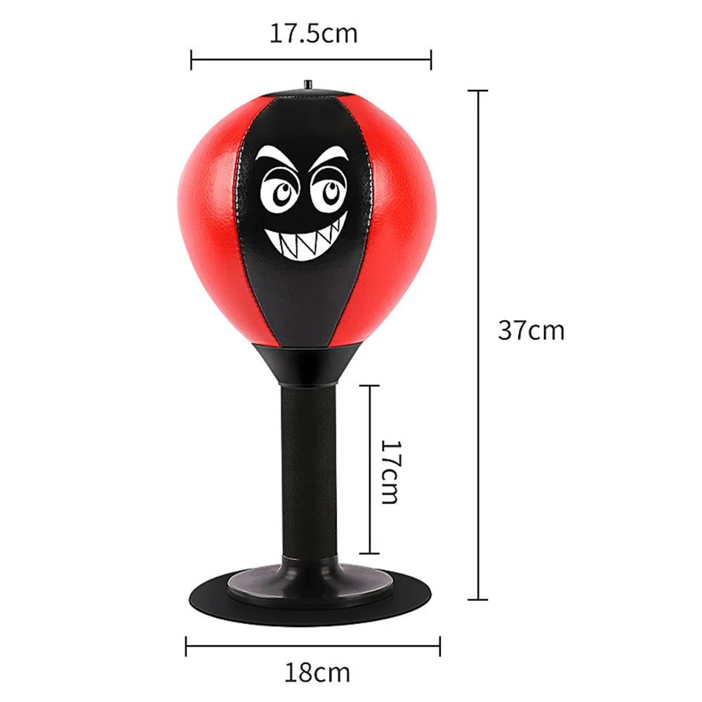 AIBEIJIAN Desktop PU Leather Punching Speed Ball Kids Adult Stress Relief Boxing Punch Ball - Black+Red - 7