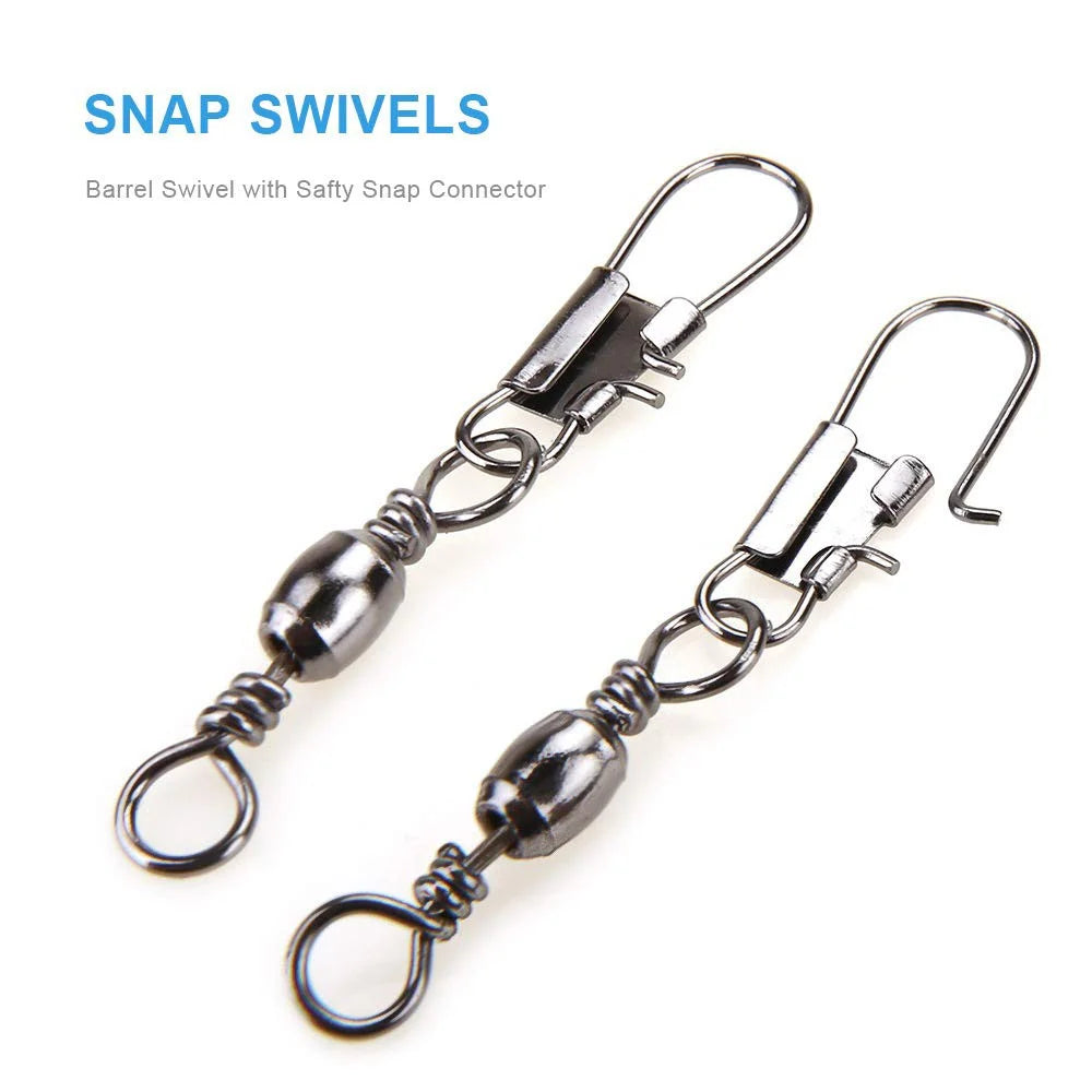100Pcs / Box Metal Fishing Rolling Ball Bearing Barrel Swivels Safety Snap Connector Fishing Accessories - 2