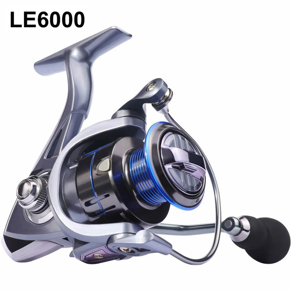 LE6000 Spinning Fishing Reels 12+1BB Metal Spool Reels 15KG Unloading Force Screw-In Handle - 1