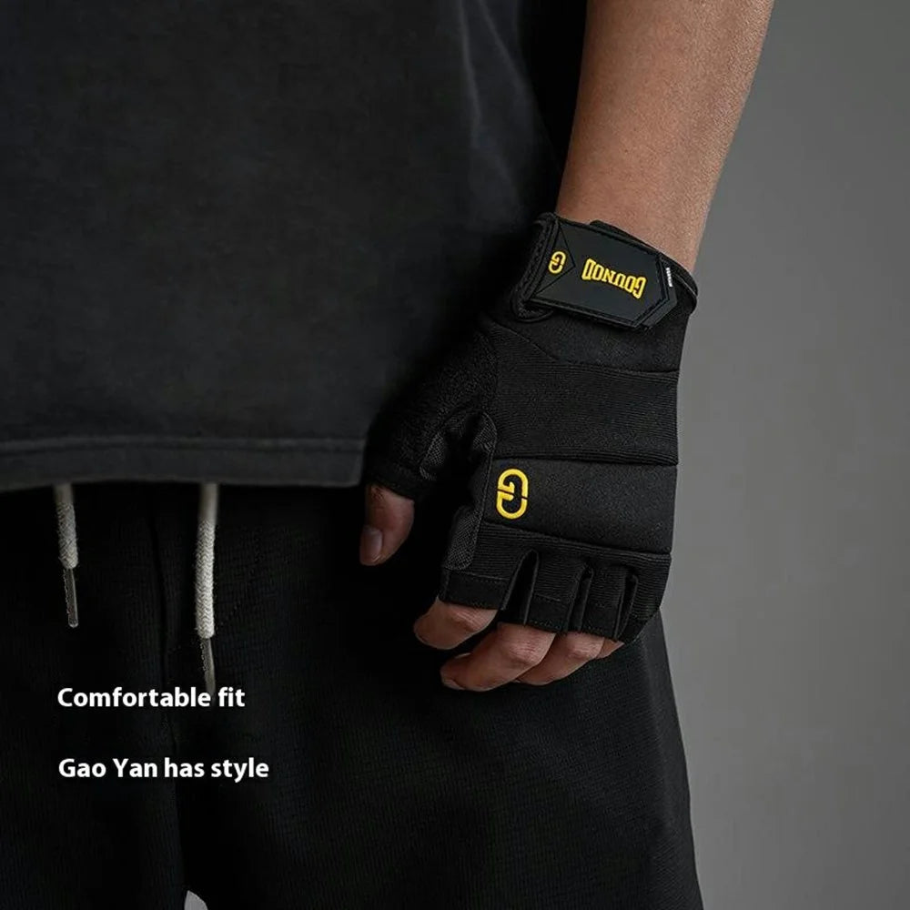 GOUNOD GL058 Non Slip Thickened Palm Protection Half Finger Gloves for Weightlifting Gym Fitness , Black / Size S - 4