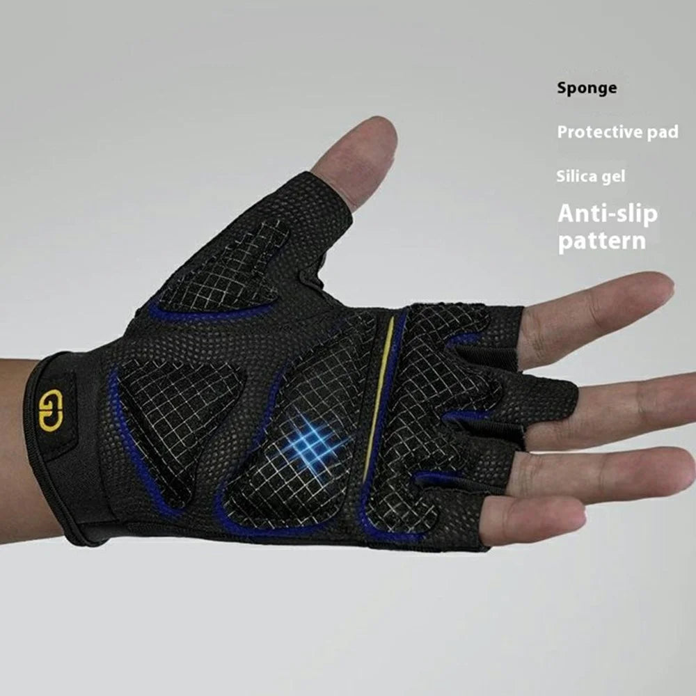 GOUNOD GL058 Non Slip Thickened Palm Protection Half Finger Gloves for Weightlifting Gym Fitness , Black / Size S - 5