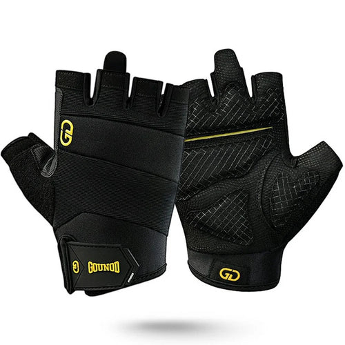 GOUNOD GL058 Non Slip Thickened Palm Protection Half Finger Gloves for Weightlifting Gym Fitness , Black / Size M - 1