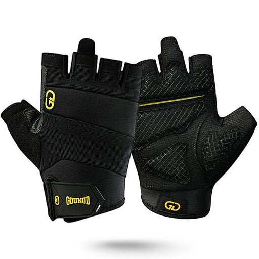 GOUNOD GL058 Non Slip Thickened Palm Protection Half Finger Gloves for Weightlifting Gym Fitness , Black / Size M - 1