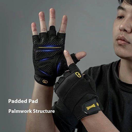 GOUNOD GL058 Non Slip Thickened Palm Protection Half Finger Gloves for Weightlifting Gym Fitness , Black / Size M - 2