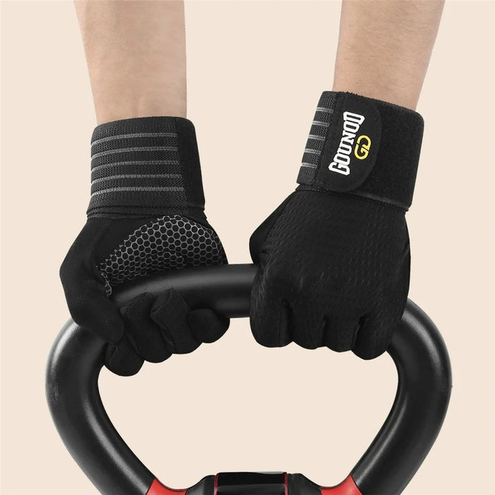 GOUNOD GL045 Full Finger Fitness Gloves Breathable Wrist Support Weightlifting Gloves Size S - 4