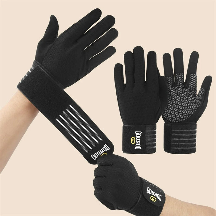 GOUNOD GL045 Full Finger Fitness Gloves Breathable Wrist Support Weightlifting Gloves Size M - 2
