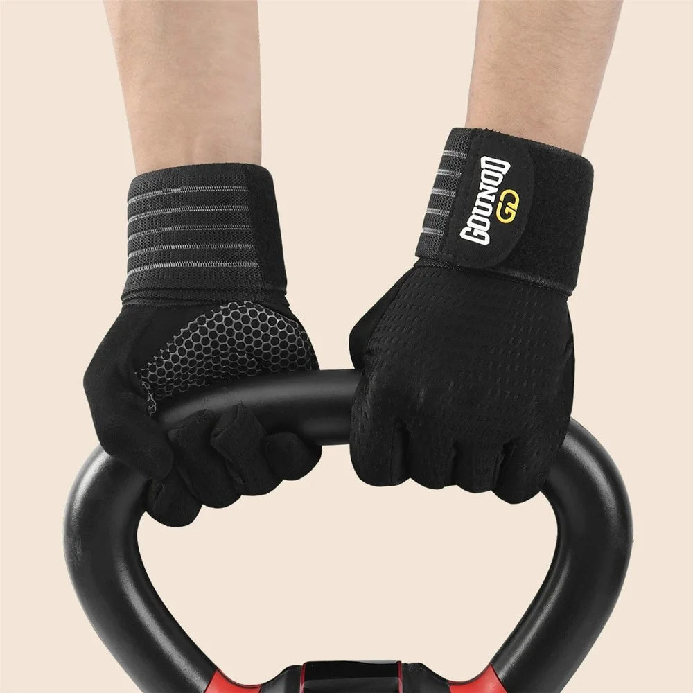 GOUNOD GL045 Full Finger Fitness Gloves Breathable Wrist Support Weightlifting Gloves Size L - 4