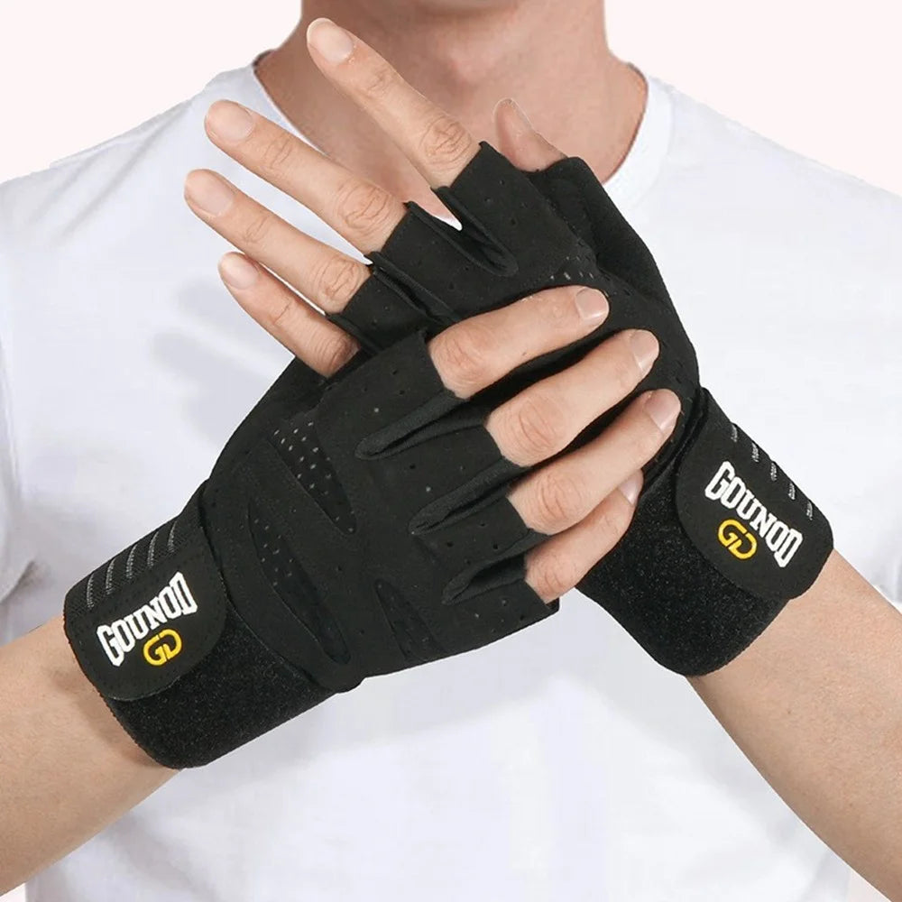 GOUNOD GL040 Non Slip Weightlifting Gloves Breathable Half Finger Fitness Gloves Size M - Black - 4