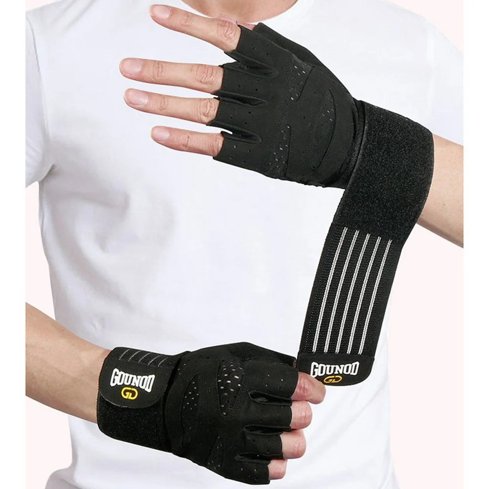 GOUNOD GL040 Non Slip Weightlifting Gloves Breathable Half Finger Fitness Gloves Size M - Black - 5