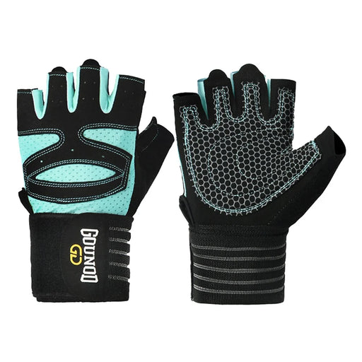 GOUNOD GL040 1 Pair Fitness Gloves for Adults L Size Half Finger Workout Weightlifting Gloves - Blue - 1