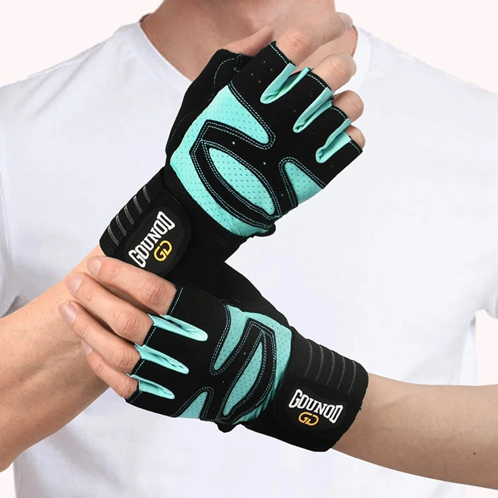 GOUNOD GL040 1 Pair Fitness Gloves for Adults L Size Half Finger Workout Weightlifting Gloves - Blue - 3