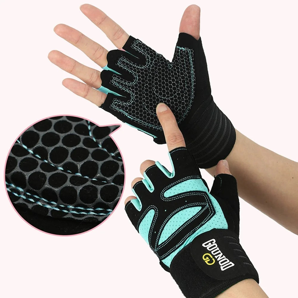 GOUNOD GL040 1 Pair Fitness Gloves for Adults L Size Half Finger Workout Weightlifting Gloves - Blue - 4