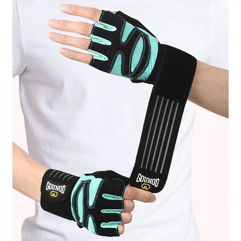 GOUNOD GL040 1 Pair Fitness Gloves for Adults L Size Half Finger Workout Weightlifting Gloves - Blue - 5