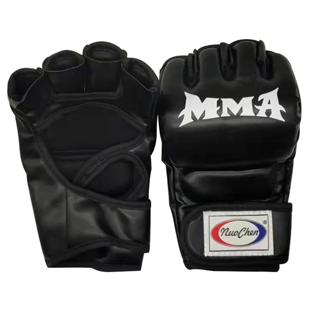 NUOCHEN 1 Pair Boxing Gloves Half Finger Training Gloves Kickboxing Sparring MMA Gloves - Black / L / XL - 1