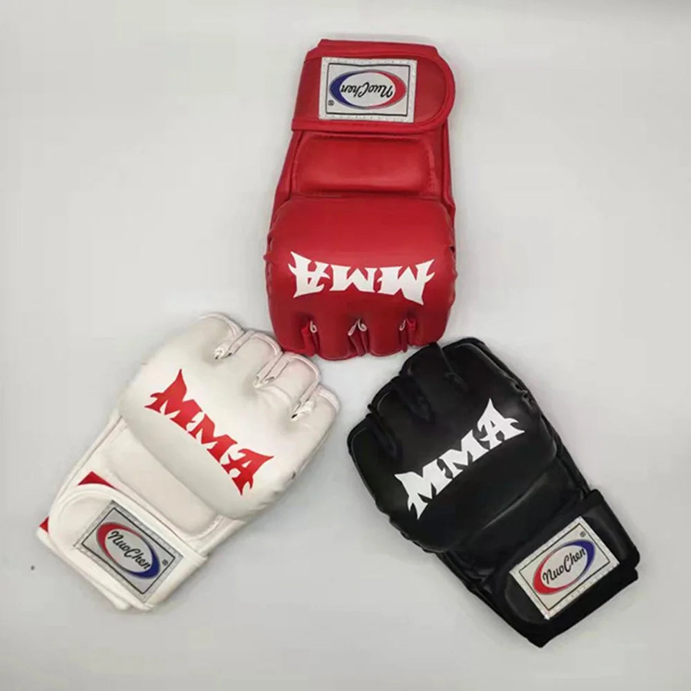 NUOCHEN 1 Pair Boxing Gloves Half Finger Training Gloves Kickboxing Sparring MMA Gloves - Black / L / XL - 6