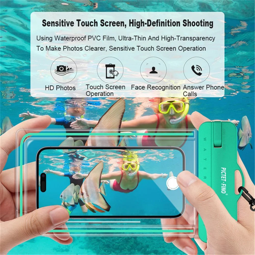 PICTET.FINO RH12 Large IPX8 Waterproof Phone Pouch for Under 8.2-inches Mobile Phone Dry Bag with Strap - Black - 4