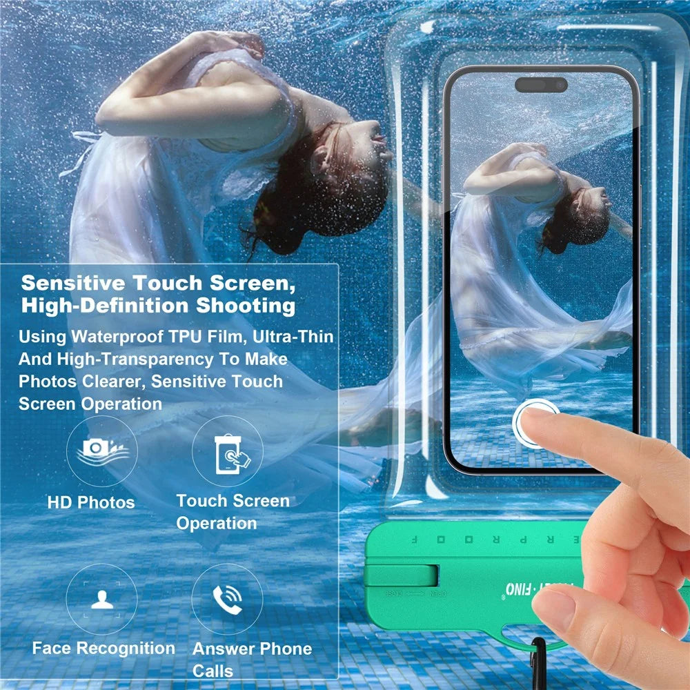 PICTET.FINO RH14 IPX8 Waterproof Bag Thick Airbag TPU Touch Screen Case for Phone within 8.2 Inch - Black - 3