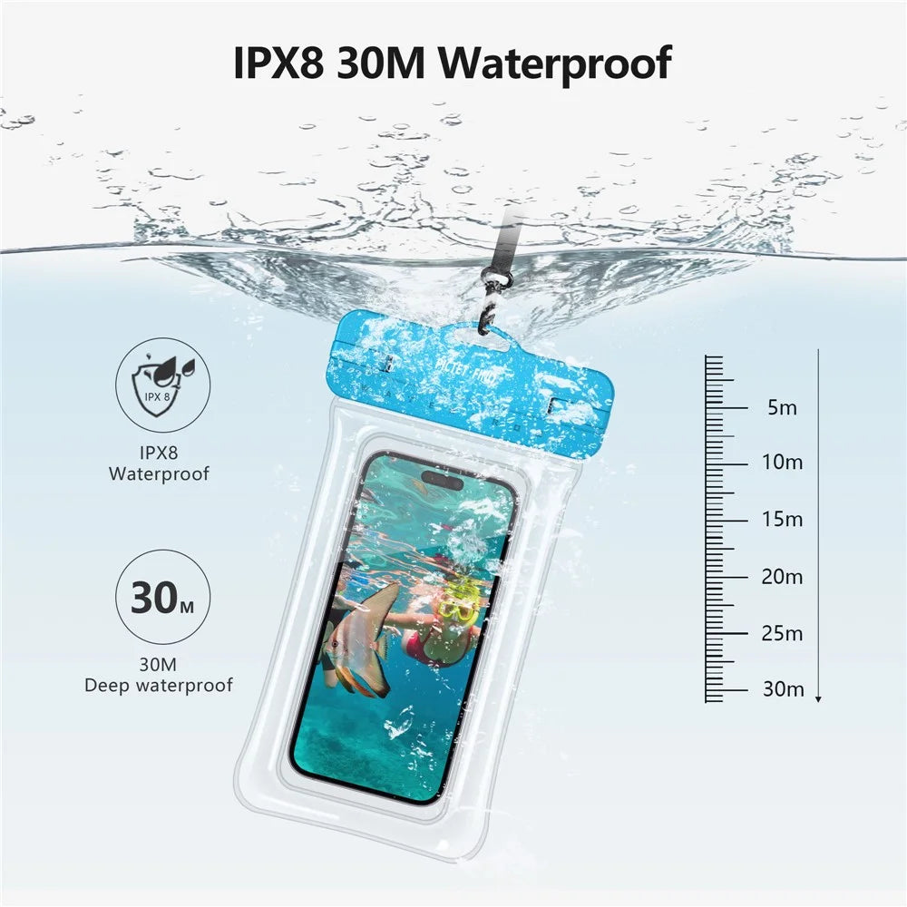 PICTET.FINO RH14 IPX8 Waterproof Bag Thick Airbag TPU Touch Screen Case for Phone within 8.2 Inch - Black - 4