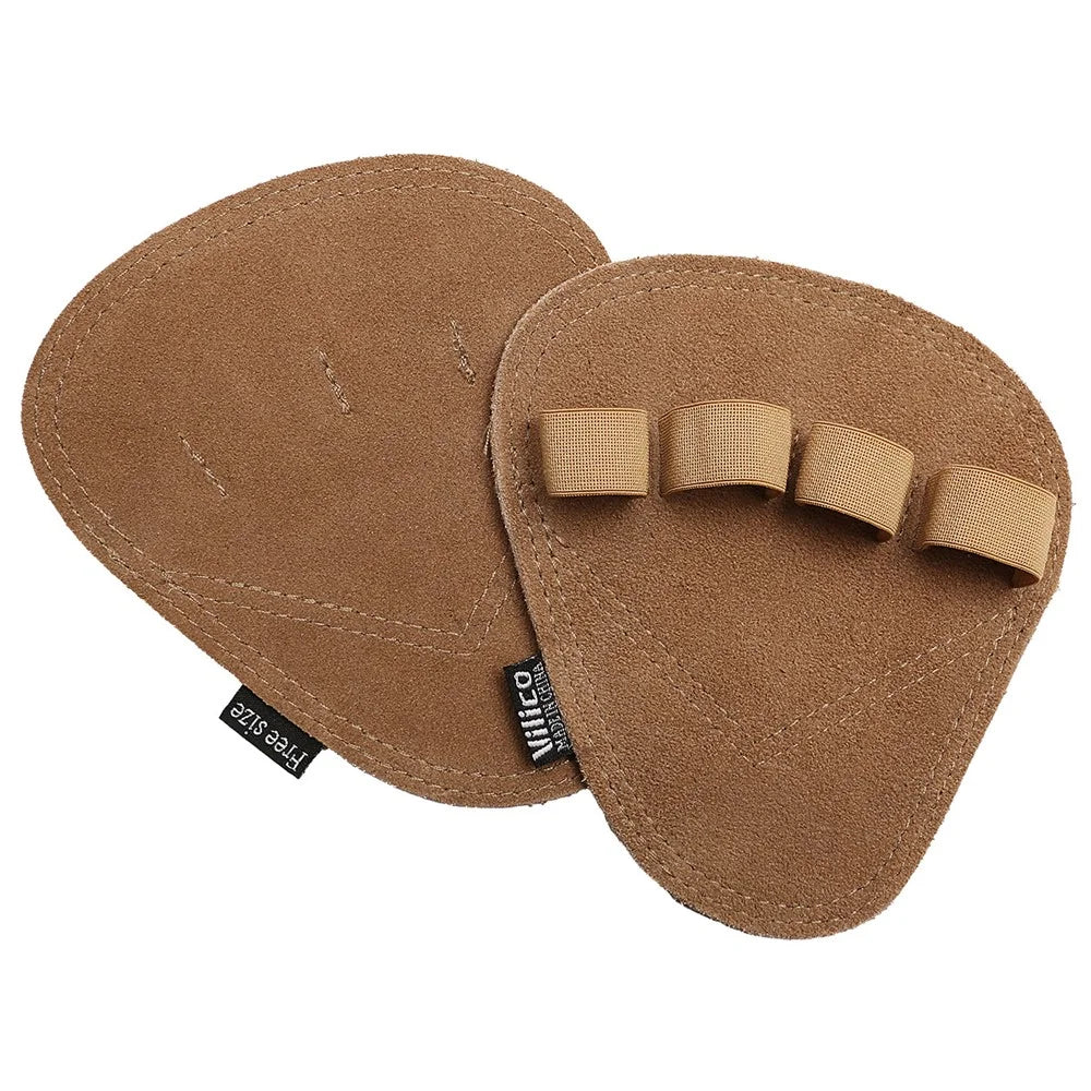 VILICO A0140 Pull Ups Grip Pads Cowhide Leather Palm Guard Fitness Gloves for Weightlifting - Brown - 1