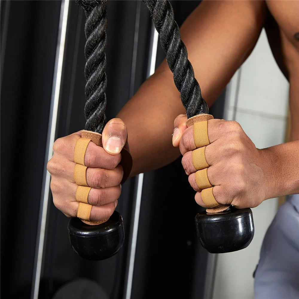 VILICO A0140 Pull Ups Grip Pads Cowhide Leather Palm Guard Fitness Gloves for Weightlifting - Brown - 3