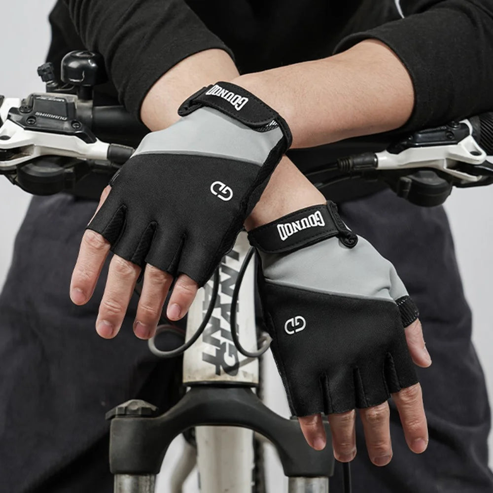 GOUNOD GL068 Shock Absorbing Cycling Gloves for Outdoor Sports Breathable Half Finger Mittens - Grey / S - 3