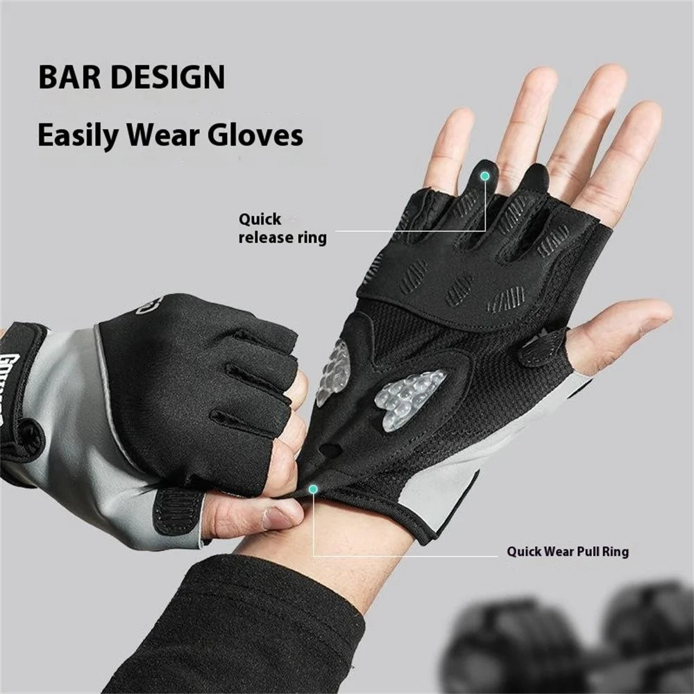 GOUNOD GL068 Shock Absorbing Cycling Gloves for Outdoor Sports Breathable Half Finger Mittens - Grey / S - 4