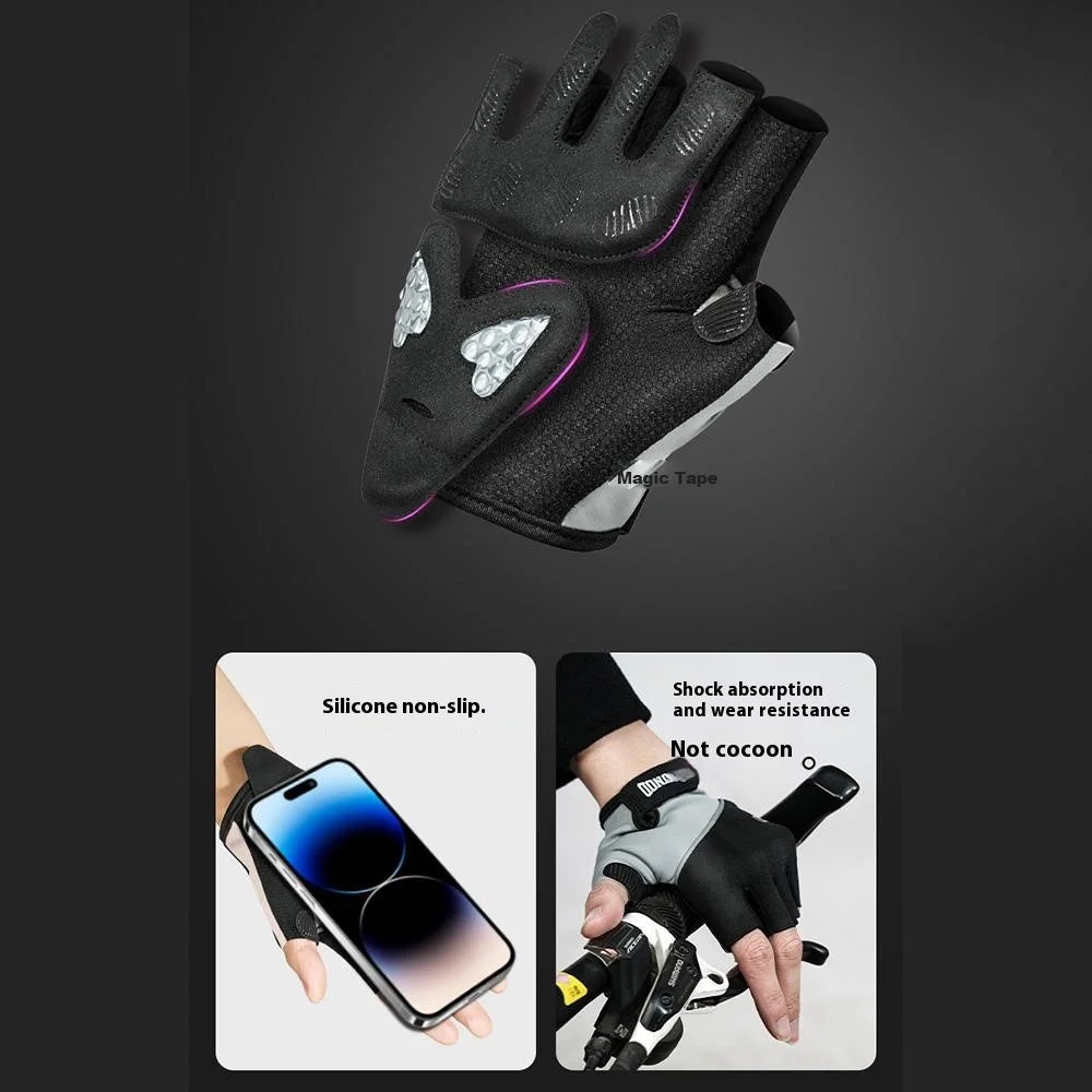GOUNOD GL068 Shock Absorbing Cycling Gloves for Outdoor Sports Breathable Half Finger Mittens - Grey / S - 6