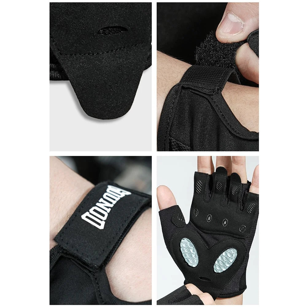 GOUNOD GL069 Shock Absorbing Cycling Gloves for Outdoor Sports Open Back Half Finger Mittens - Black / S - 3