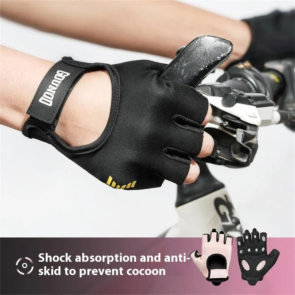 GOUNOD GL069 Shock Absorbing Cycling Gloves for Outdoor Sports Open Back Half Finger Mittens - Black / S - 5