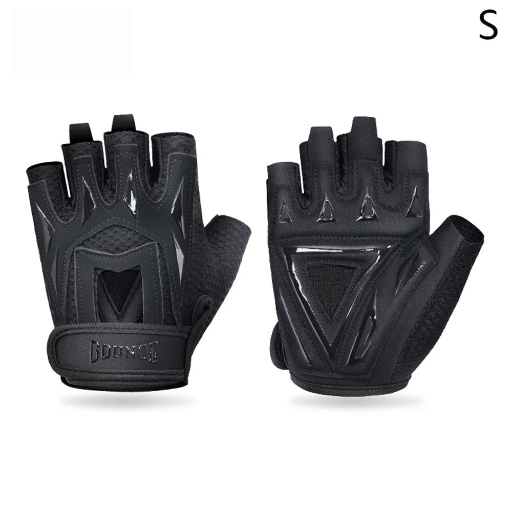 GOUNOD GL002 1 Pair Anti Slip Workout Gloves Shock Absorption Fitness Half Finger Gloves - Black / S - 1