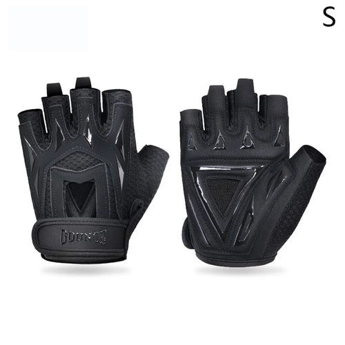 GOUNOD GL002 1 Pair Anti Slip Workout Gloves Shock Absorption Fitness Half Finger Gloves - Black / S - 1