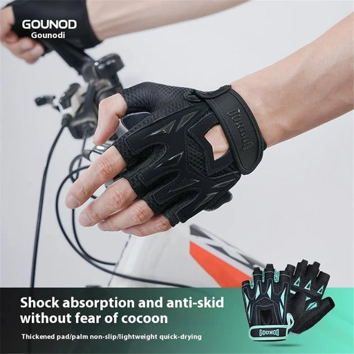 GOUNOD GL002 1 Pair Anti Slip Workout Gloves Shock Absorption Fitness Half Finger Gloves - Black / S - 2