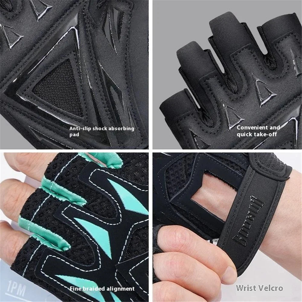 GOUNOD GL002 1 Pair Anti Slip Workout Gloves Shock Absorption Fitness Half Finger Gloves - Black / S - 5